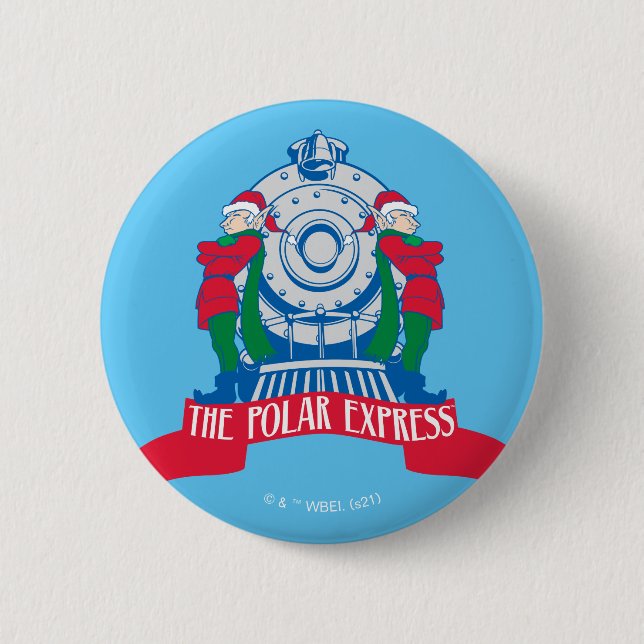 The Polar Express | Elves Standing By Train 6 Cm Round Badge (Front)