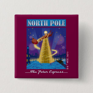 The Polar Express North Pole Vintage Travel Art 15 Cm Square Badge