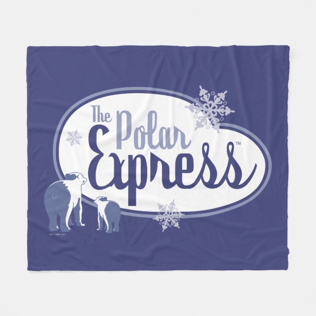 The Polar Express | Polar Bears Retro Graphic Fleece Blanket (Front (Horizontal))