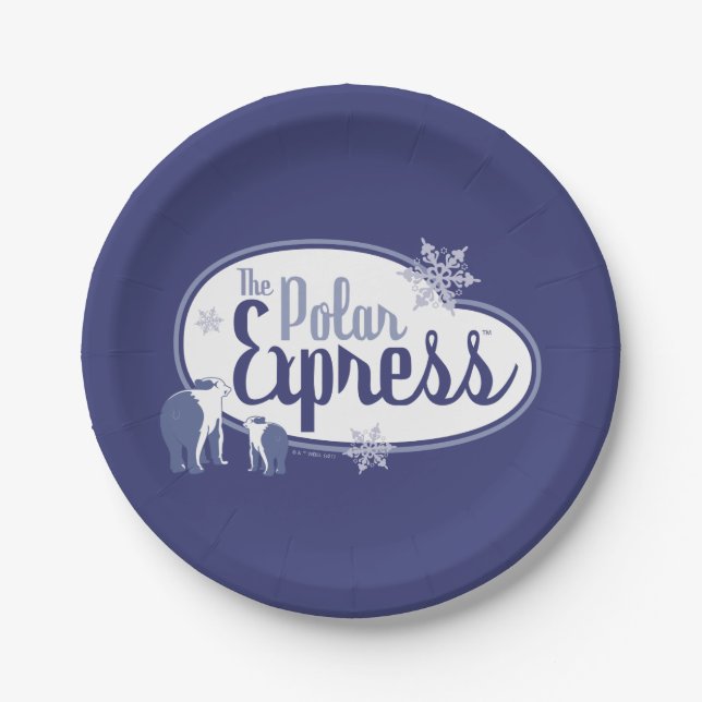 The Polar Express | Polar Bears Retro Graphic Paper Plate (Front)