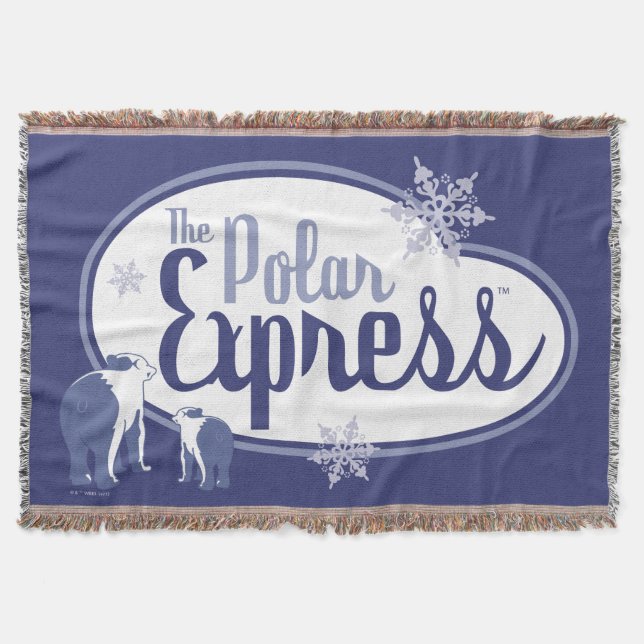 The Polar Express | Polar Bears Retro Graphic Throw Blanket (Front)