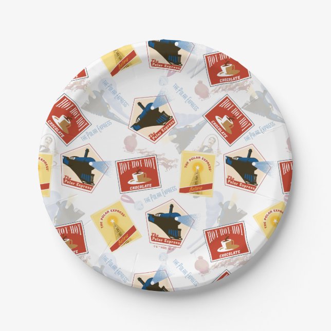 The Polar Express | Retro Sticker Pattern Paper Plate (Front)