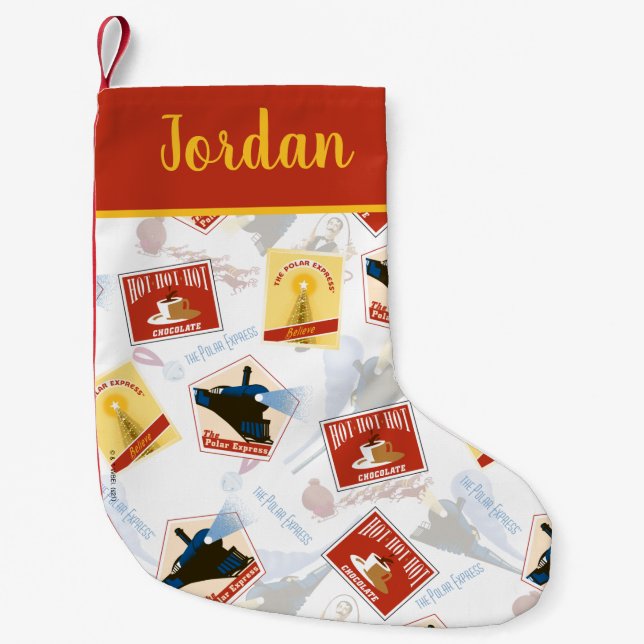The Polar Express | Retro Sticker Pattern Small Christmas Stocking (Front)