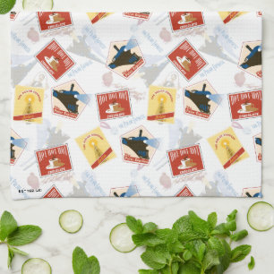 The Polar Express   Retro Sticker Pattern Tea Towel