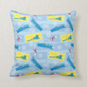 The Polar Express   Retro Train & Ticket Pattern Cushion