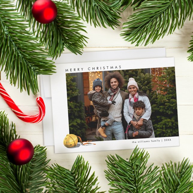 The Polar Express Sleigh Bell | Christmas Photo Holiday Card (Card on table)