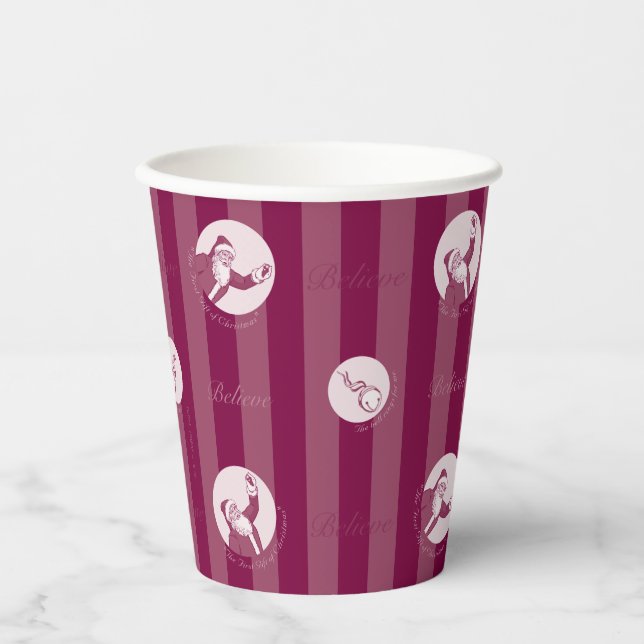 The Polar Express | Striped Santa Claus Pattern Paper Cups (Front)