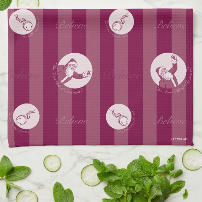 The Polar Express | Striped Santa Claus Pattern Tea Towel (Folded)