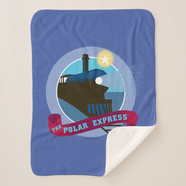 The Polar Express | Vintage Train Badge Sherpa Blanket (Front)