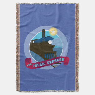 The Polar Express   Vintage Train Badge Throw Blanket