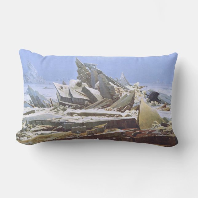 The Polar Sea of Ice (by Caspar David Friedrich) Lumbar Cushion (Front)