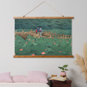The Pond at Benten Shrine in Shiba Kawase Hasui Hanging Tapestry