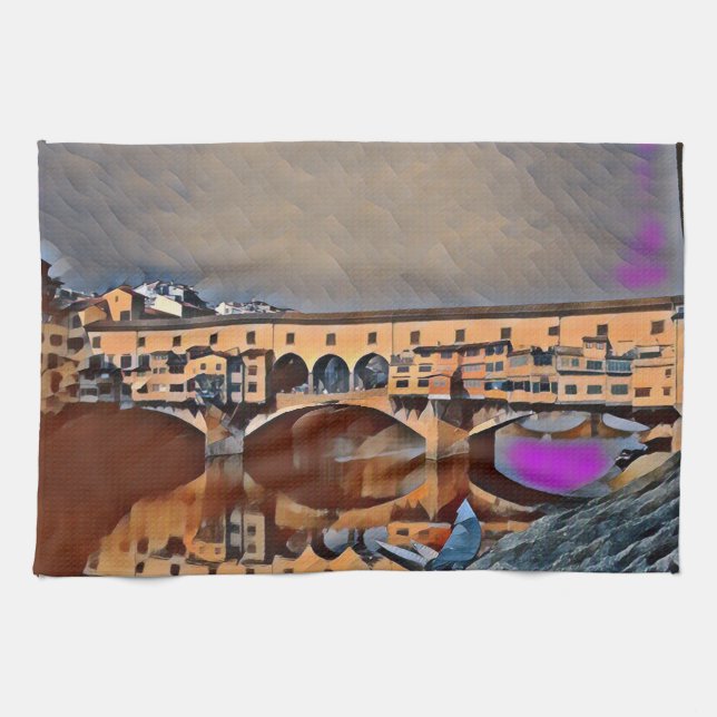 The Ponte Vecchio Card Poster Acrylic Print Tea Towel (Horizontal)