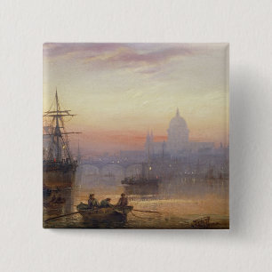 The Pool of London at Sundown, 1876 15 Cm Square Badge