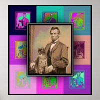 The Pop Art Abraham Lincoln and his cat "Dixie"