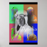 The Pop-Art Amelia Poster<br><div class="desc">I can remember when Amelia Earhart disappeared in 1937. The world seemed rather hushed. Here she is in her goggles with little pop-art images to make the poster spunky. Spunky like Amelia</div>