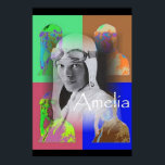 The Pop-Art Amelia Poster<br><div class="desc">I can remember when Amelia Earhart disappeared in 1937. The world seemed rather hushed. Here she is in her goggles with little pop-art images to make the poster spunky. Spunky like Amelia</div>