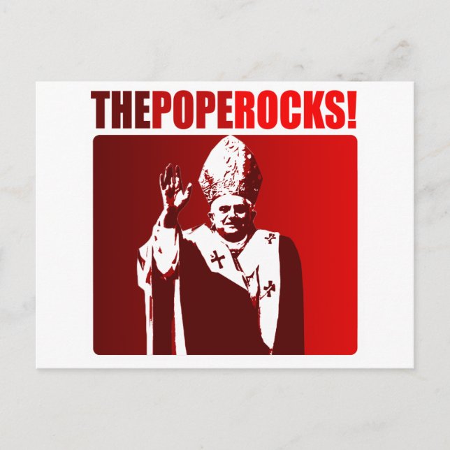 The Pope Rocks! Postcard (Front)