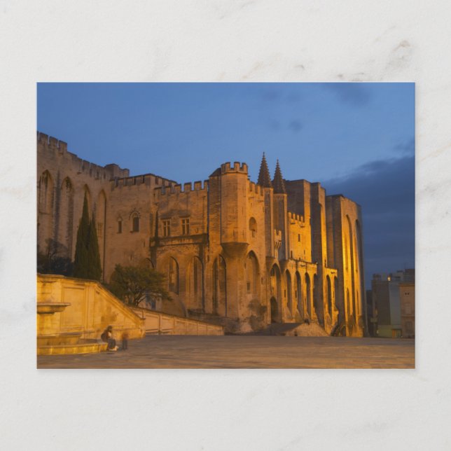 The Pope's Palace in Avignon at sunset. Built Postcard (Front)