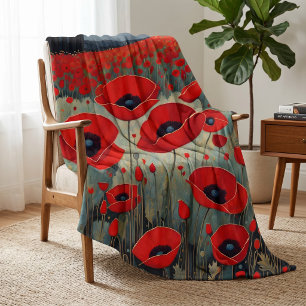 The Poppies Fleece Blanket