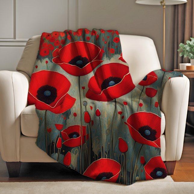 The Poppies Fleece Blanket (The Poppies Fleece Blanket from Ricaso. Stunning red poppy flower art throw. available in 3 sizes)