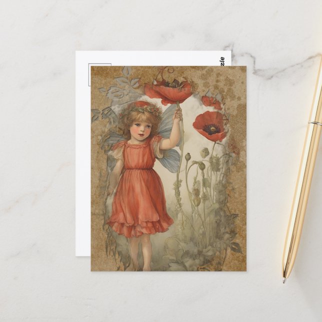 The Poppy Fairy Postcard (Front/Back In Situ)