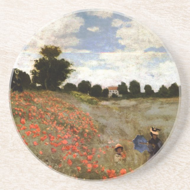 The Poppy Field near Argenteuil by Claude Monet Coaster (Front)