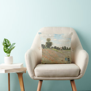 The Poppy Field near Argenteuil by Claude Monet Cushion