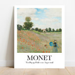 The Poppy Field near Argenteuil by Claude Monet Poster<br><div class="desc">This poster features a high-quality reproduction of Claude Monet’s landscape painting from 1873, titled The Poppy Field near Argenteuil. The painting shows a view of a field of red poppies near the town of Argenteuil, where Monet lived with his family. The painting also depicts his wife Camille and their son...</div>