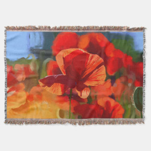 The poppy house - oil painting throw blanket