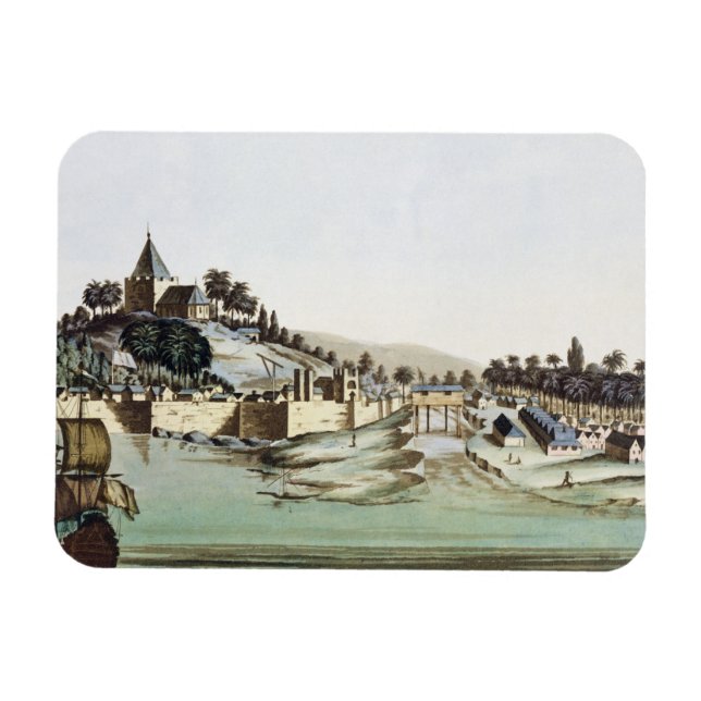 The port and town of Malacca, Malaysia, illustrati Magnet (Horizontal)