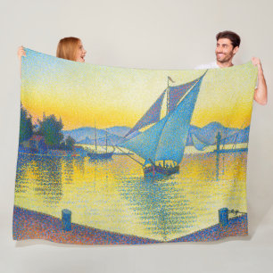 The Port at Sunset, Signac Fleece Blanket