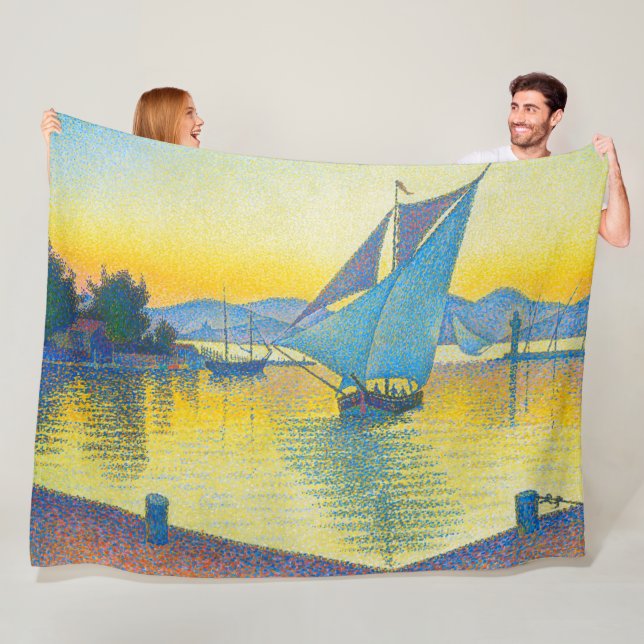 The Port at Sunset, Signac Fleece Blanket (In Situ)