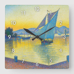 The Port at Sunset, Signac Square Wall Clock