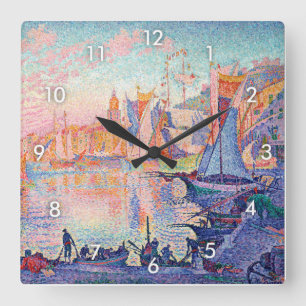 The Port of Saint-Tropez, Signac Square Wall Clock