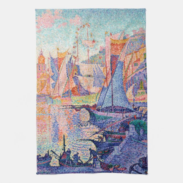 The Port of Saint-Tropez, Signac Tea Towel (Vertical)
