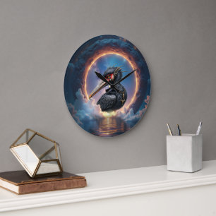The Portal Keeper – Fantasy bird Large Clock