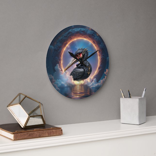 The Portal Keeper – Fantasy bird Large Clock (Office)