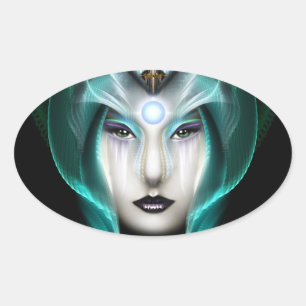The Portrait Of Cyiria ISO Black Oval Sticker