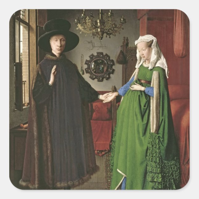 The Portrait of Giovanni Arnolfini Square Sticker (Front)