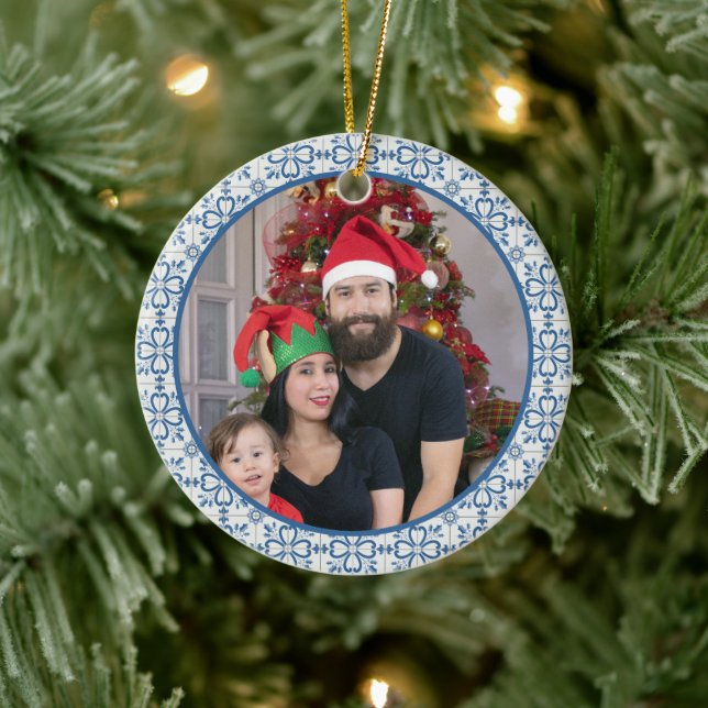 The Portuguese Family photo with tiles frame Ceramic Tree Decoration (Tree)