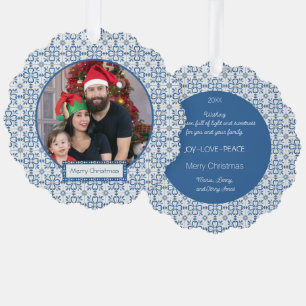 The Portuguese Family photo with tiles frame Tree Decoration Card