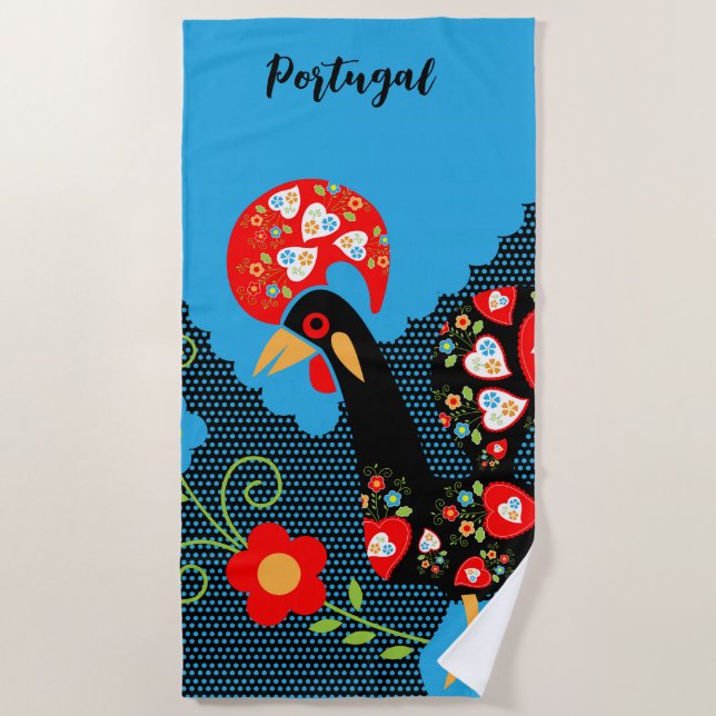 The Portuguese Rooster Beach Towel (Front)