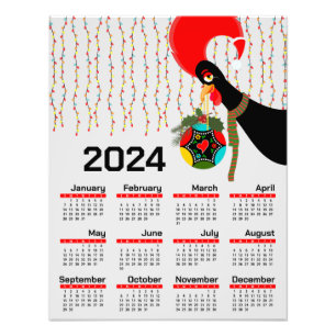 The Portuguese Rooster Christmas 2024 Calendar  Photo Print