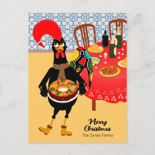 The Portuguese Rooster loves King Cake Holiday Postcard