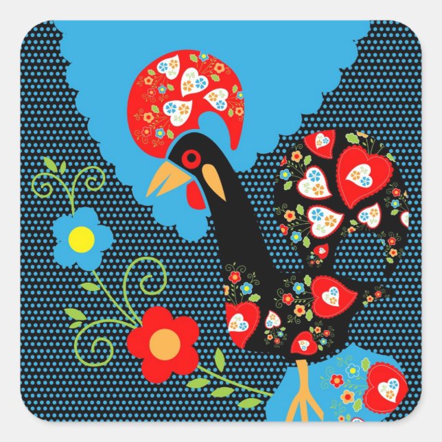 The Portuguese Rooster Square Sticker (Front)