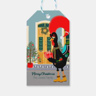 The Portuguese Rooster with a Christmas present Gift Tags