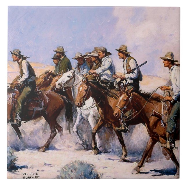“The Posse” Western Art by WHD Koerner Tile (Front)