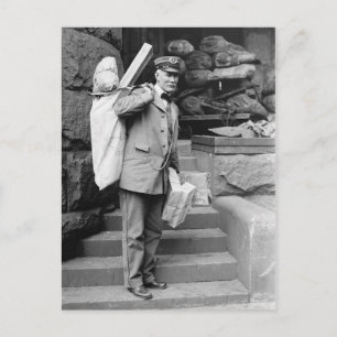 The Postman at the Post Office Postcard