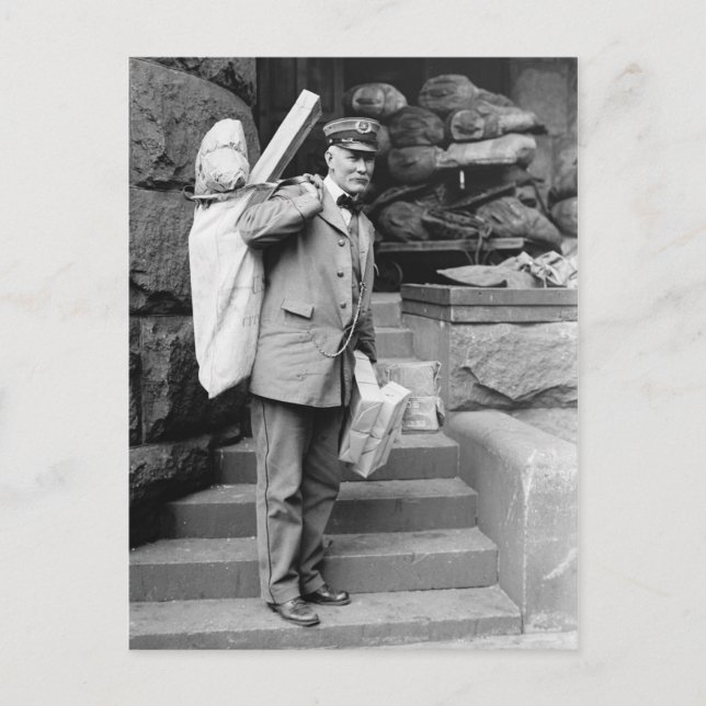 The Postman at the Post Office Postcard (Front)